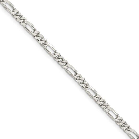3.5mm Sterling Silver Solid Figaro Chain Necklace 24 Inch